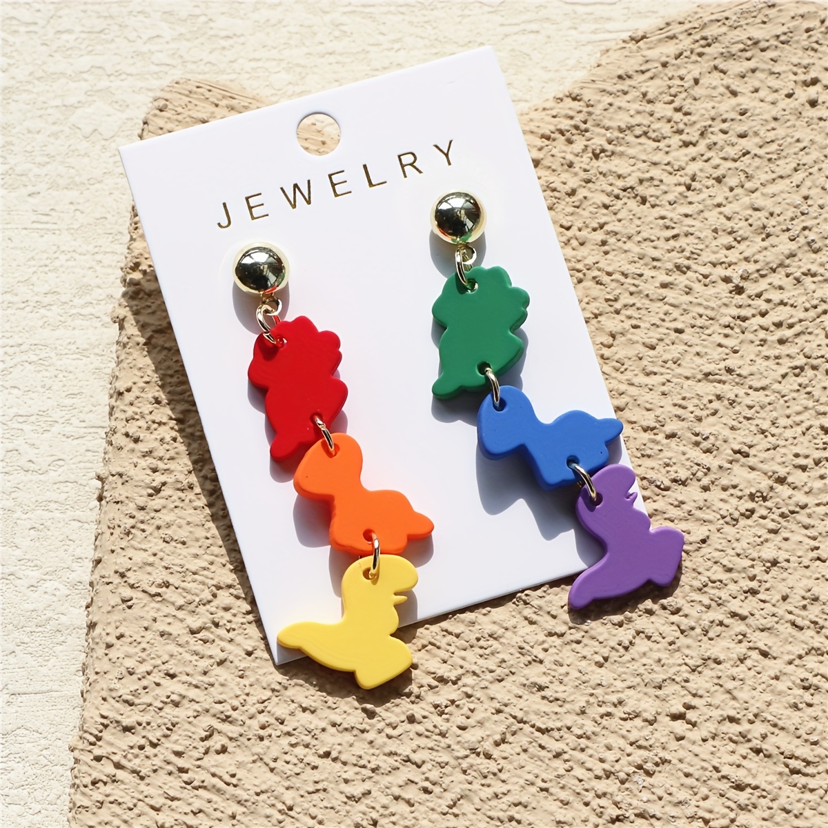 Colorful Dinosaur Clay Texture Acrylic Earrings, Cute Design